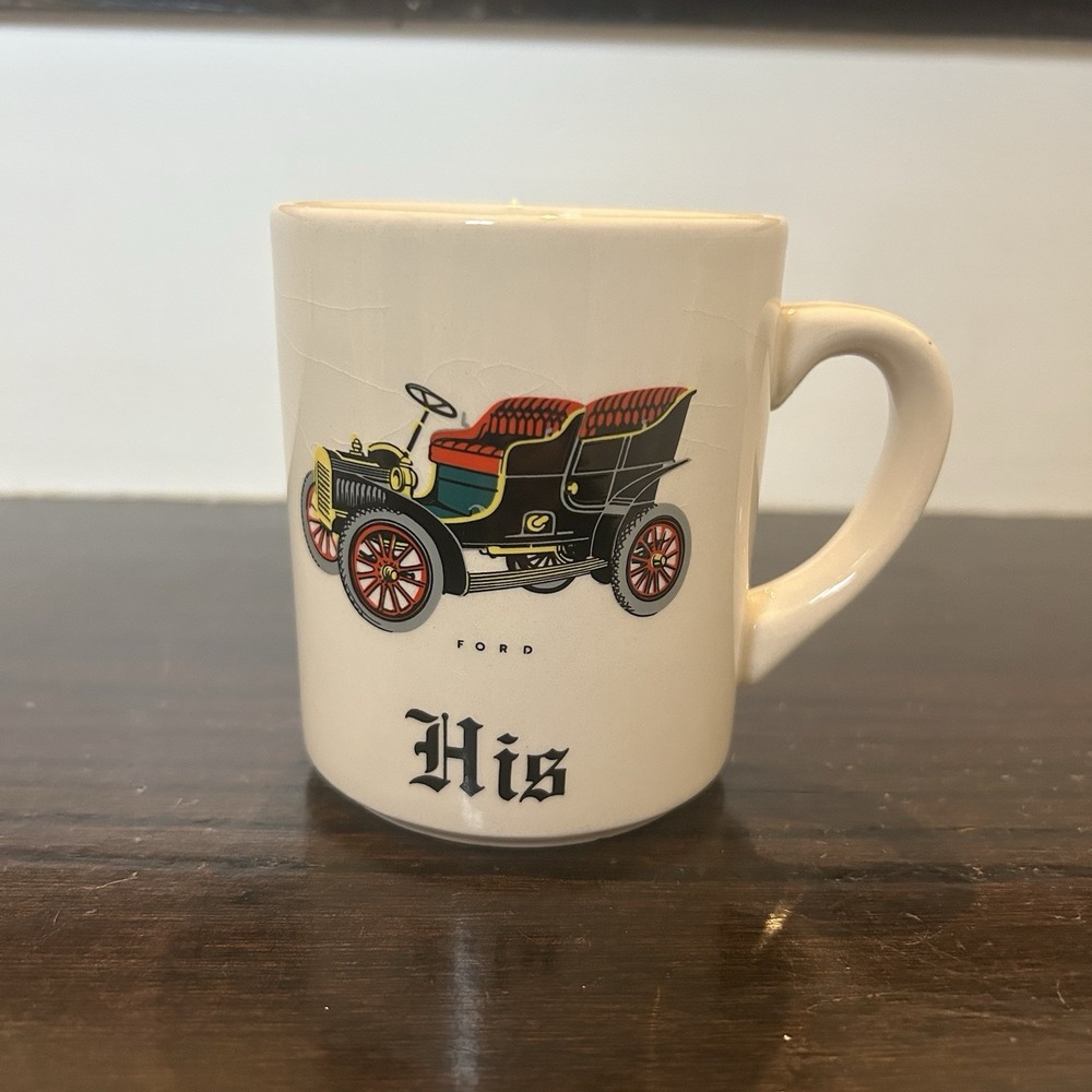 Vintage Ford Model T Car Personalized Name "His" Coffee Mug Cup Made in England